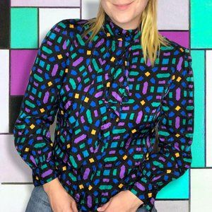 Vintage 1980's Geometric Patterned Button Down